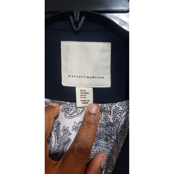 Mercer & Madison Womens Navy Blue Corduroy One Button Blazer Jacket Sz M - Picture 4 of 8